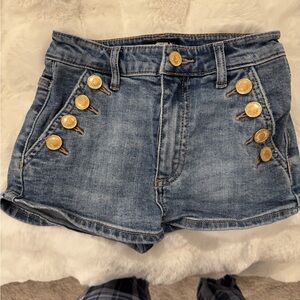 Katie J NYC Denim Shorts with Gold Buttons